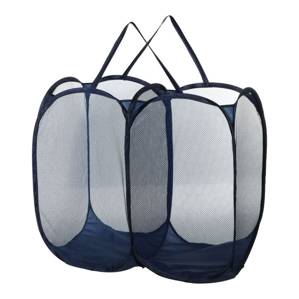 1 Pc 140L Folding Laundry Basket Portable Hamper Blue